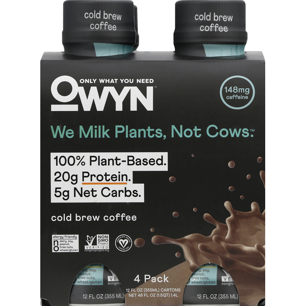 Owyn Protein Drink, PlantBased, Cold Brew Coffee, 4 Pack (4 each