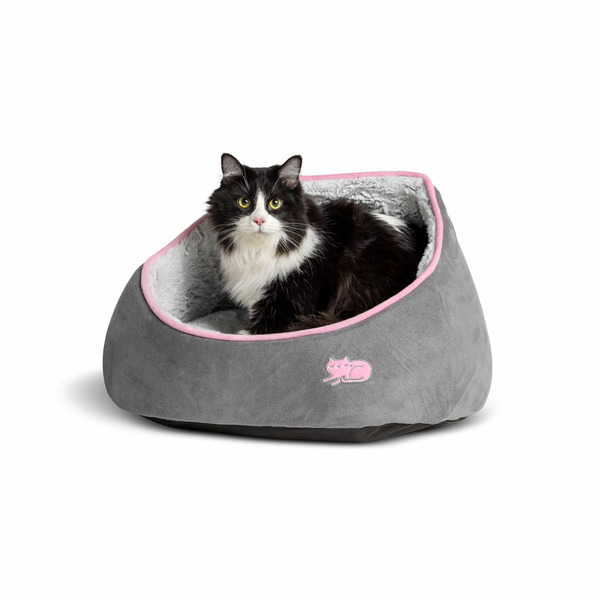 Whisker City Marble Snuggle Cave Cuddler Cat Bed - Grey