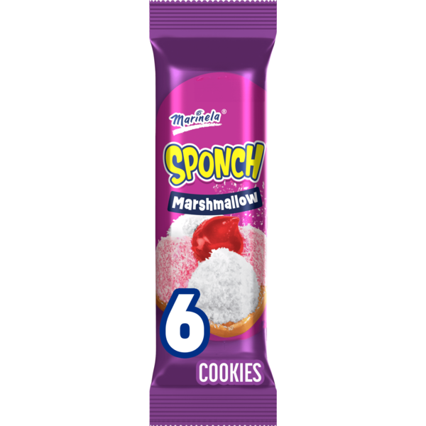 Marinela Sponch, 6 ct, Coconut and Strawberry, Marshmallow Cookies, Cookies, 3.17 oz