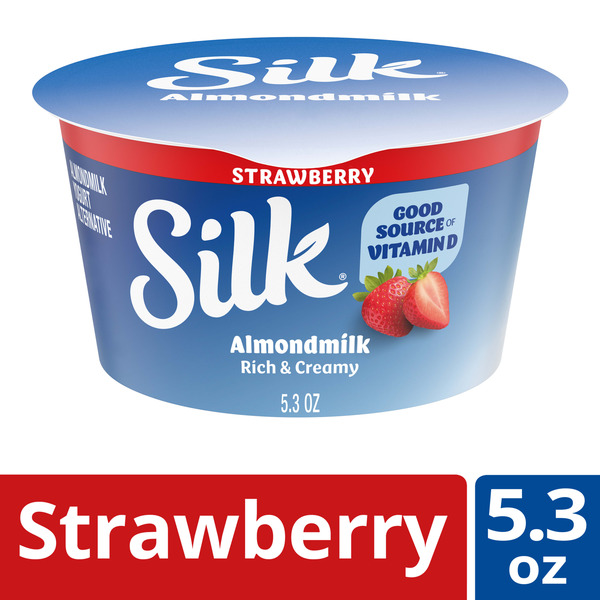 Silk Strawberry Dairy Free, Almond Milk Yogurt Alternative, Rich and Creamy Plant Based Yogurt with 5 Grams of Protein, 5.3 OZ Container