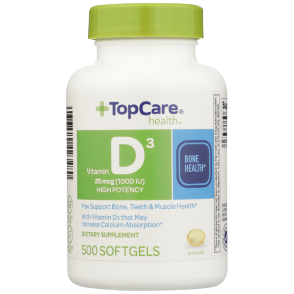 Top Care High Potency Vitamin D3 25 Mcg (1000 Iu) May Support Bone