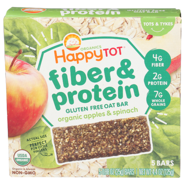 Happy Tot Organic Apple & Spinch Fiber Protein Bars 5 Pack