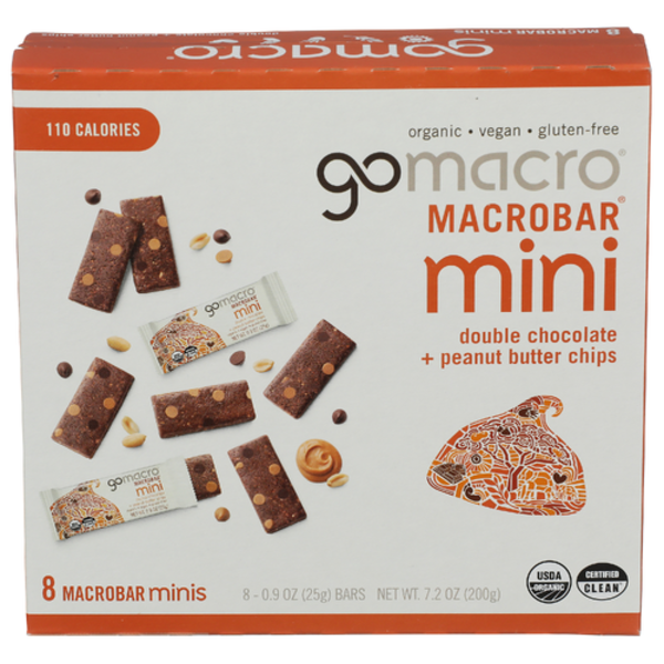 Gomacro Double Chocolate Peanut Butter Chips Go Macro Mini Bars 8 Pack