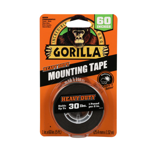 Gorilla Heavy Duty Mounting Tape Black 60 Inch Double Sided Tape