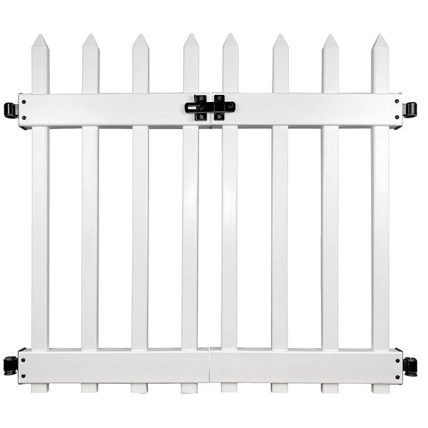 YARDLINK 2-1/2-ft H x 3-ft W White Vinyl Picket Fence gate No Dig (Unassembled)