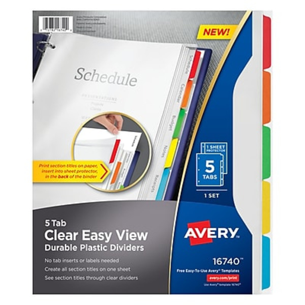 Avery Plastic Dividers, Durable