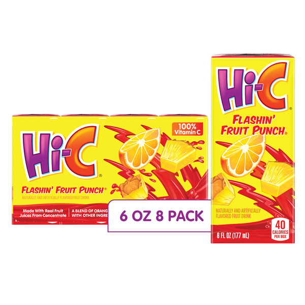 Hi-C Flashin' Fruit Punch Juice Boxes Made With Real Fruit Juice