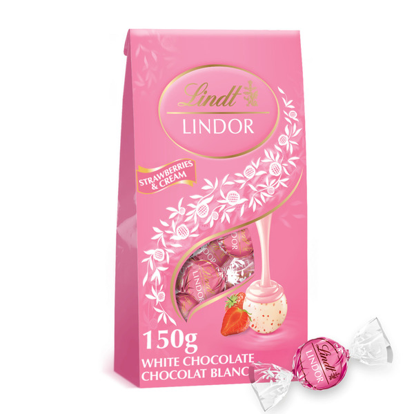 Lindt Strawberries and Cream White Chocolate Truffles, 150-Gram