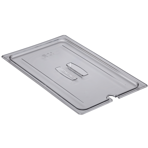 Camwear Food Pan Lid, Full Size, Notched with Clear Handle