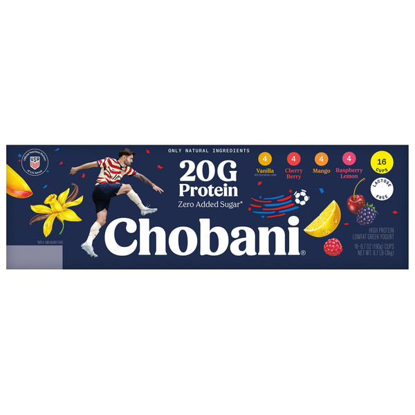 Chobani Protein Lowfat Greek Yogurt, 6.7 oz, 16-count