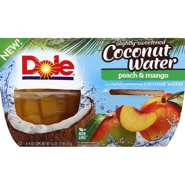 Dole Peach & Mango in Slightly Sweetened Coconut Water (4 each) Instacart