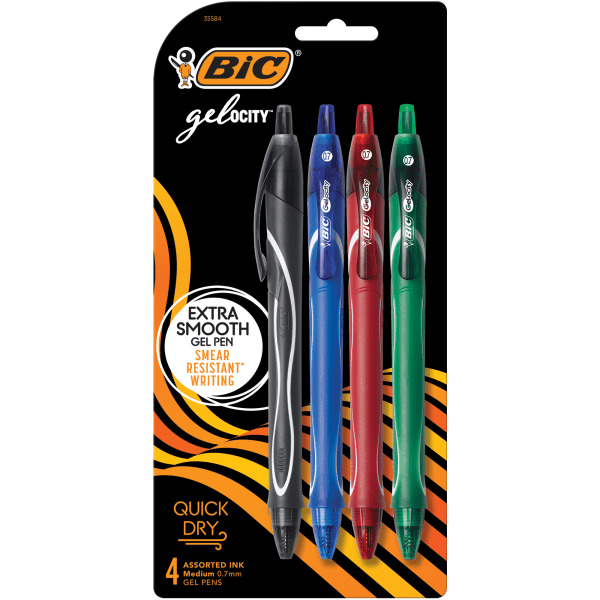 BIC Gel Pen, Quick Dry, Medium (0.7 mm)