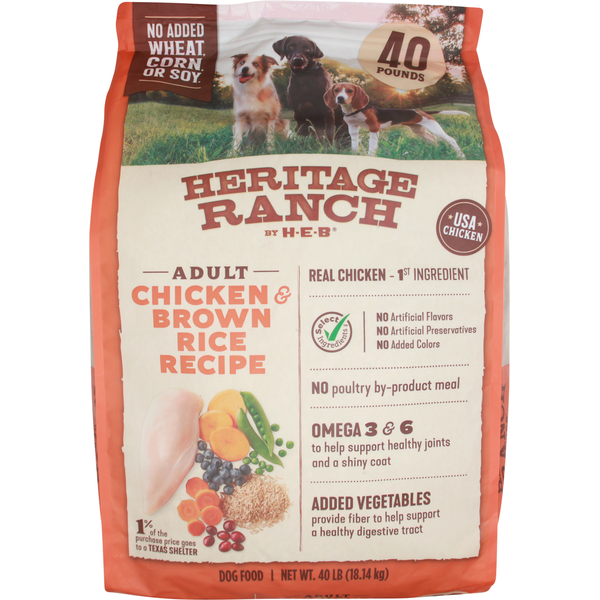 H-E-B H‑E‑B Heritage Ranch Dog Food, Chicken Brown Rice Recipe