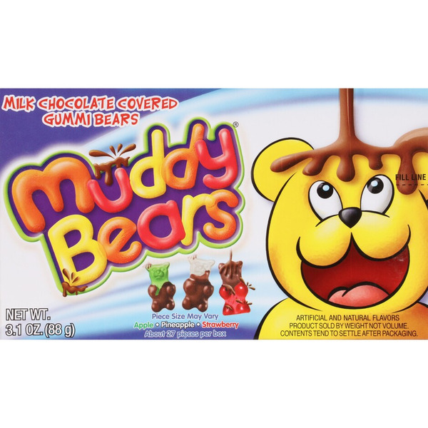 Muddy Bears Gummi Bears, Milk Chocolate Covered, Apple/Pineapple