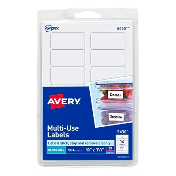 Avery 5430 3/4" x 1-1/2" White Laser & Inkjet Multipurpose Labels