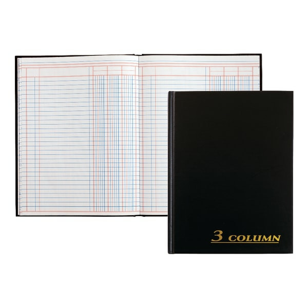 Adams 3-Column Account Book - 9 1/4" x 7" - Black