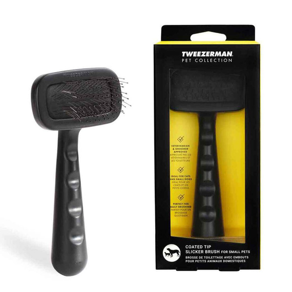 Tweezerman Coated Tip Dog Grooming Slicker Brush, Small
