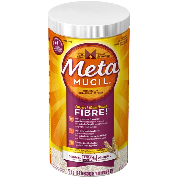 Metamucil 3 in 1 MultiHealth Fibre! Fiber Supplement Powder, Original