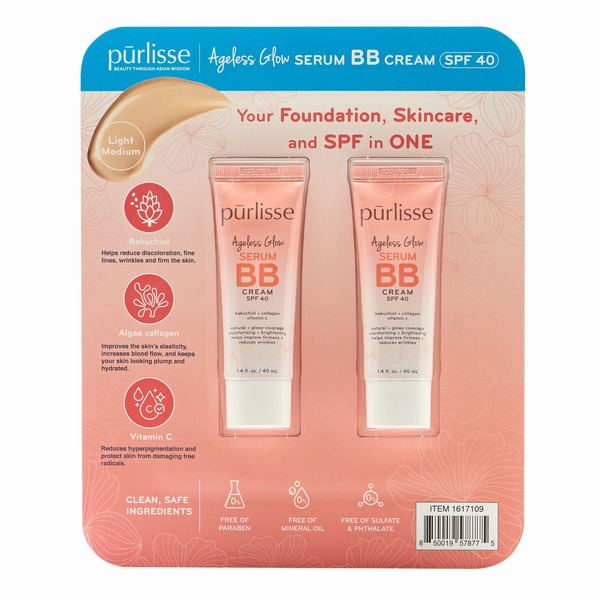 Purlisse Serum BB Cream SPF 40, 1.4 oz, 2-count