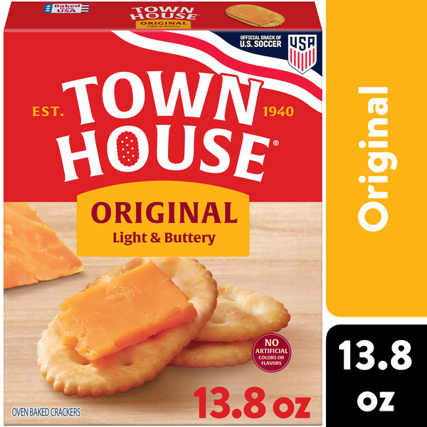 Town House Original Oven Baked Crackers, Salty Snacks, 13.8 oz