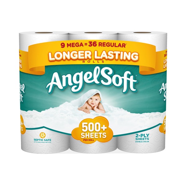 angel soft 2 ply mega toilet paper rolls 9 ct from pick n save