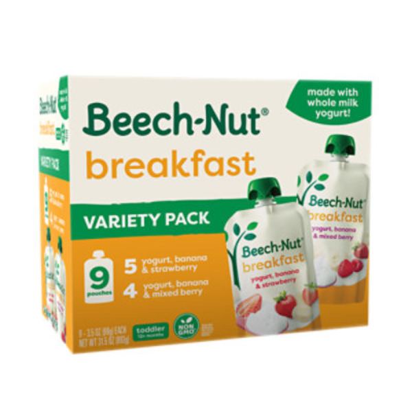 Beech-Nut Breakfast Stage 4 Toddler Food Variety Pack, 3.5 oz Pouch (9 Pack)