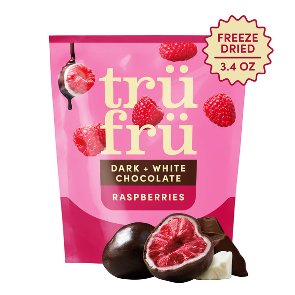 Tru Fru Freeze Dried Raspberries in Dark & White Chocolate Same
