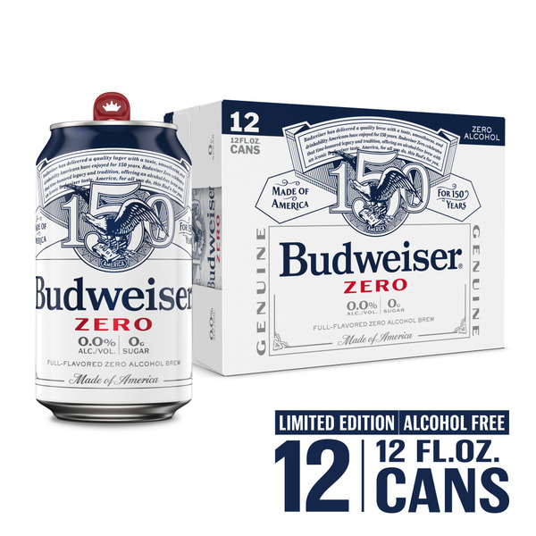 Budweiser Zero Zero Alcohol Free American Lager Beer 12 Pack, 12