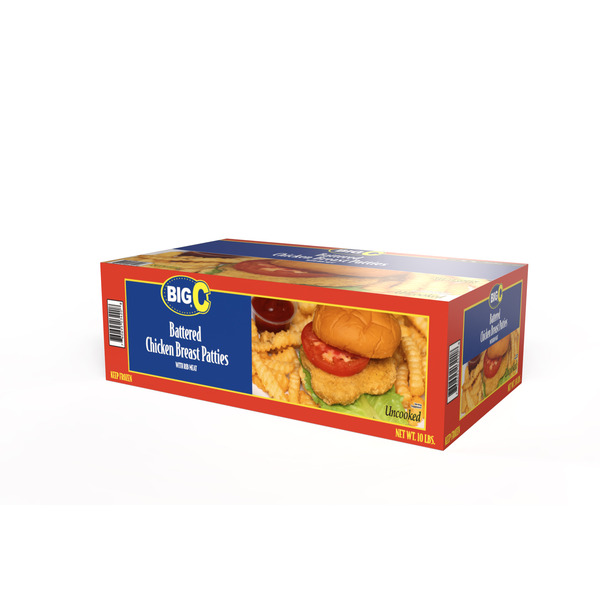 Big C -  Frozen Battered Chicken Breast Patties, Uncooked - 10 lbs