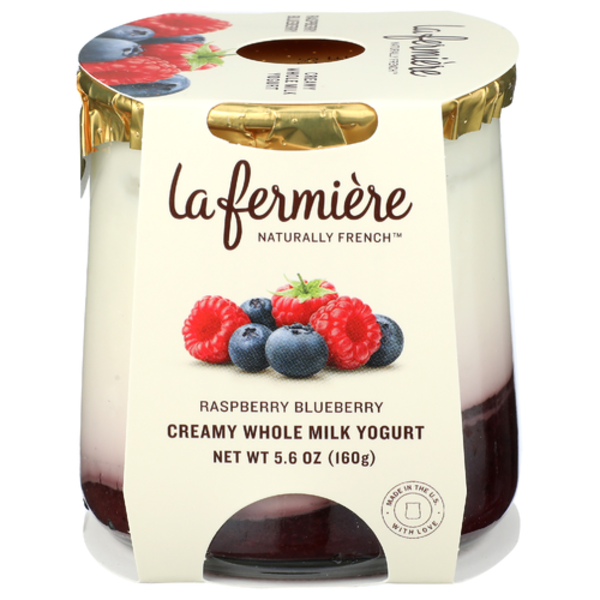 La Fermiere Naturally French Raspberry Blueberry Creamy Whole Milk Yogurt