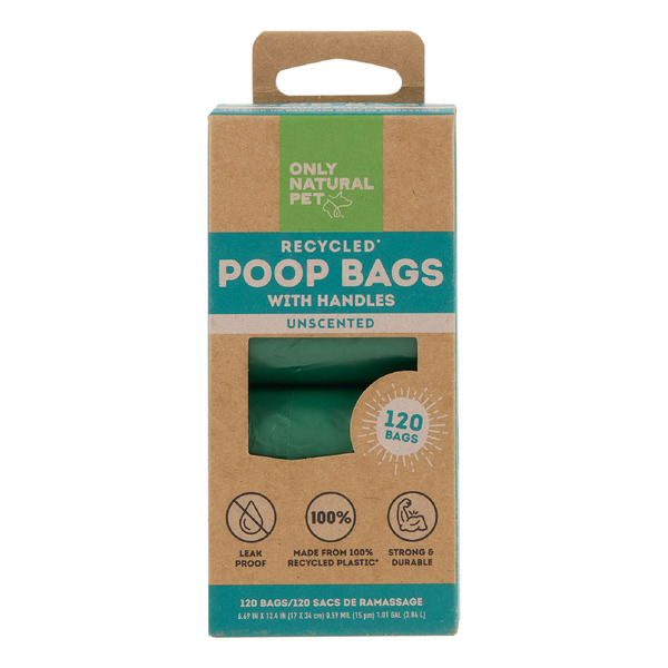 Only Natural Pet Recycled Unscented Poop Bags With Handles