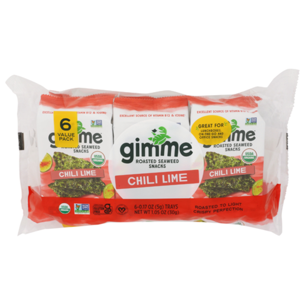 Gimme Health Foods Organic Chili Lime Roasted Seaweed 6 Pack