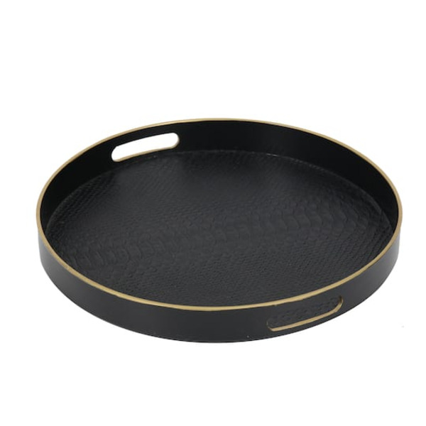Ashland Black Faux Crocodile Decorative Tray