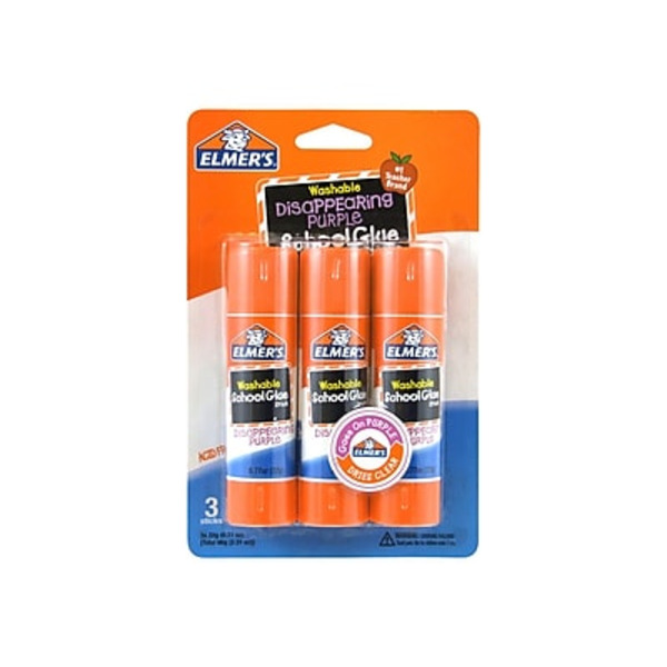 Elmer's School Glue Sticks, Washable, Disappearing Purple, Giant Sticks