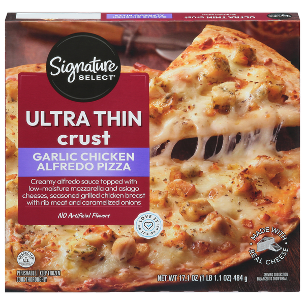 Signature SELECT Pizza, Ultra Thin Crust, Garlic Chicken Alfredo