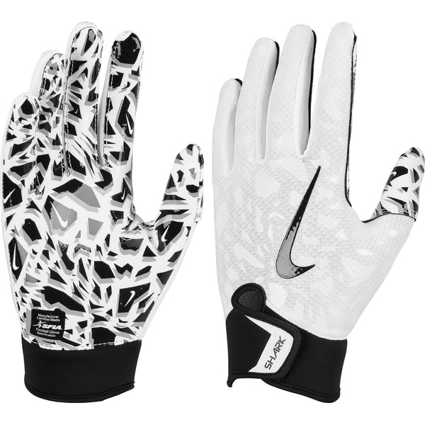 Nike Youth Shark 2.0 Football Gloves, Large - White & Black