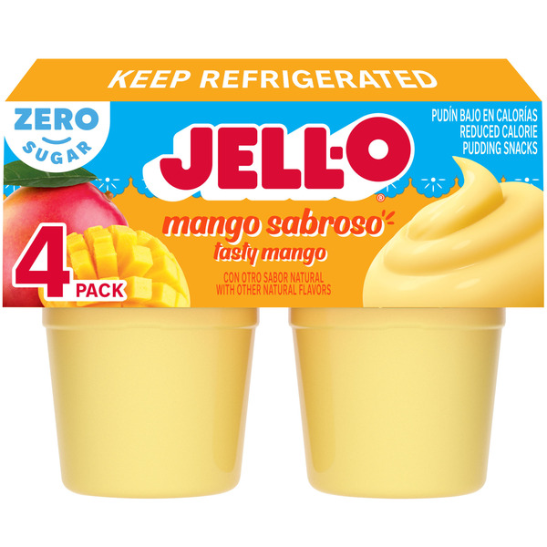 Jell-O Zero Sugar Mango Sabroso Ready-to-Eat Pudding Snack Cups