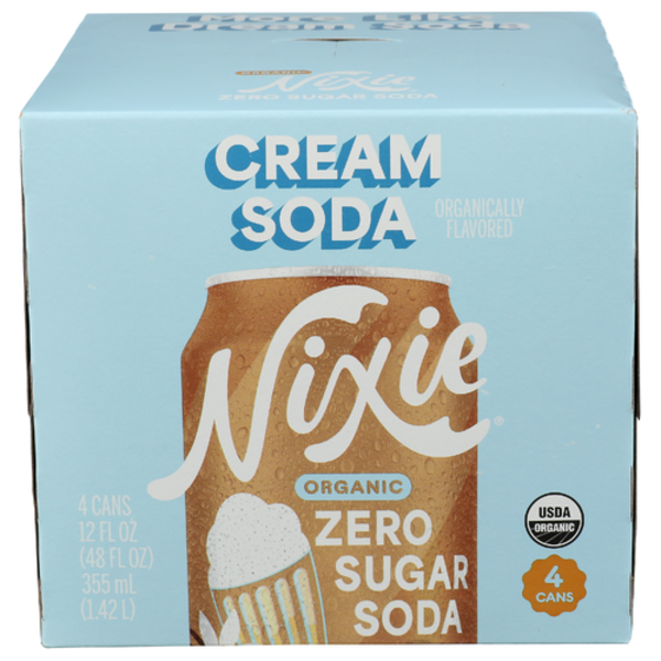 Nixie Sparkling Water Organic Cream Soda Zero Sugar Soda 4 Pack