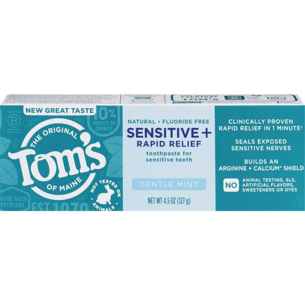 Tom Sensitive Toothpaste CVS® Tom's Sensitive + Rapid Relief Gentle Mint Toothpaste for ...