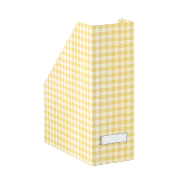 Bigso Box Of Sweden Gingham Magazine File, 4-1/2 x 9-5/8 x 12-1/2 in - Yellow