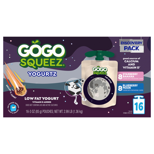 GoGo Squeez Low Fat Starberry Banana/Blueberry Moon Yogurtz Discovery Pack