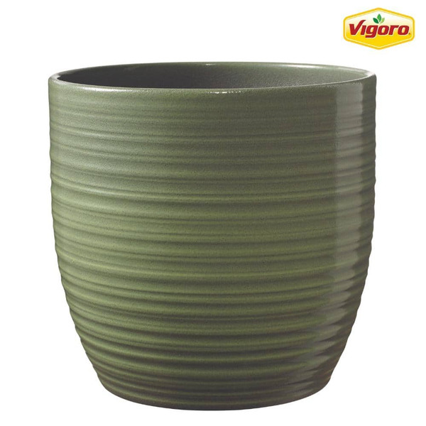 Vigoro Noelle Small Green Textured Ceramic Planter (6.3 In. L X 6.3 In. W X 5.9 In. H )