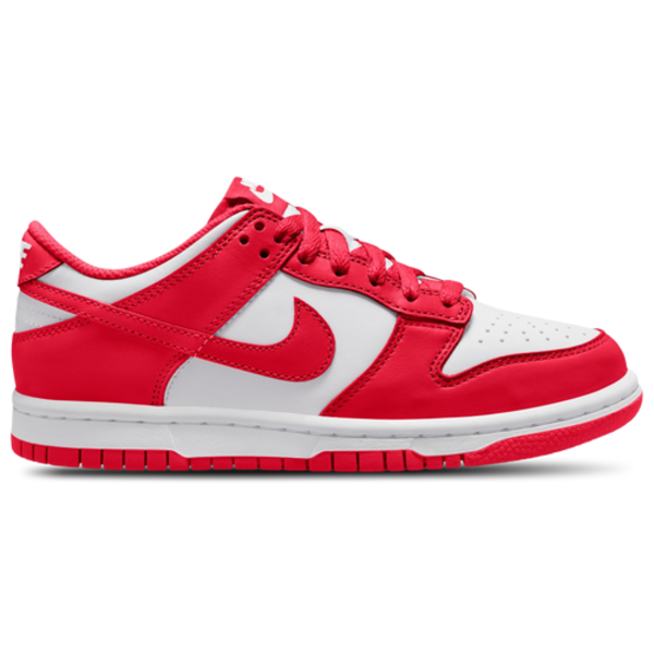 Nike Kids' Grade School Medium Width Dunk Low Shoes, Size 5 - White & Red