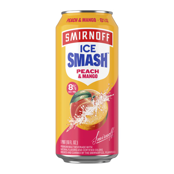 Smirnoff Ice Smash Peach Mango, Single Serve Can, 16 fl oz, 8% ABV