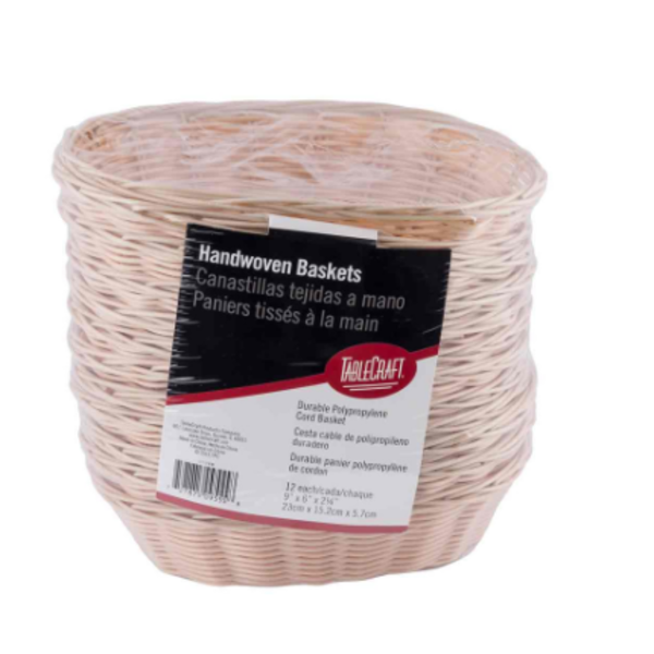 9" Oval Natural Serving Basket, Pack of 12