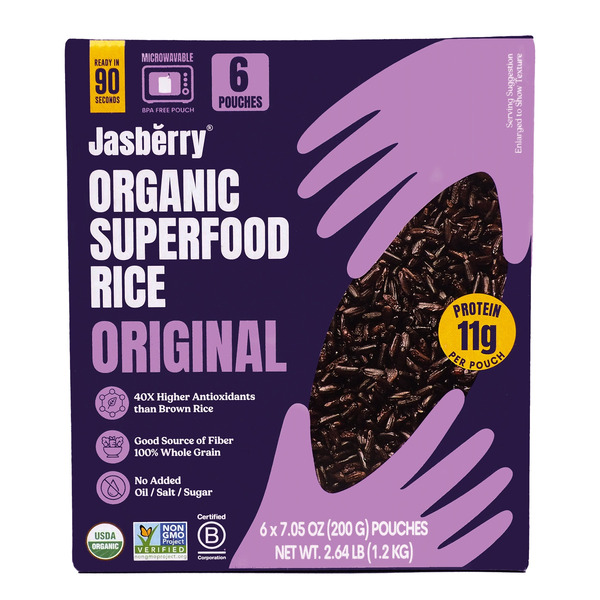 Jasberry Organic Rice Superfood Original, 7.05 oz, 6-count Same-Day ...