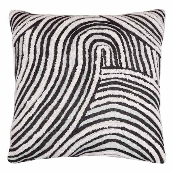 Crosby St Black & White Waves Woven Outdoor Throw Pillow, 18"