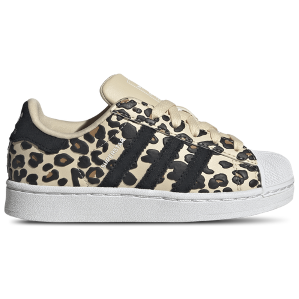 adidas Girls' Originals Superstar Preschool Basketball Shoe, Size 11.0 - Tan/Multi