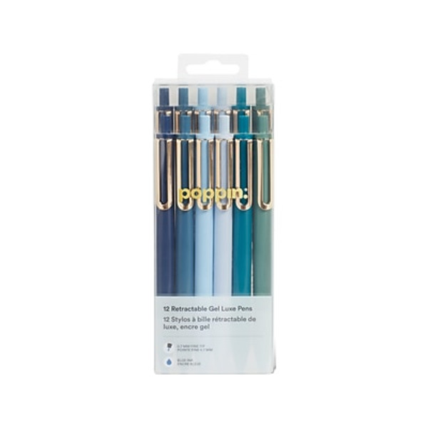 Poppin Fine Point Retractable Gel Pens - Blue Ink