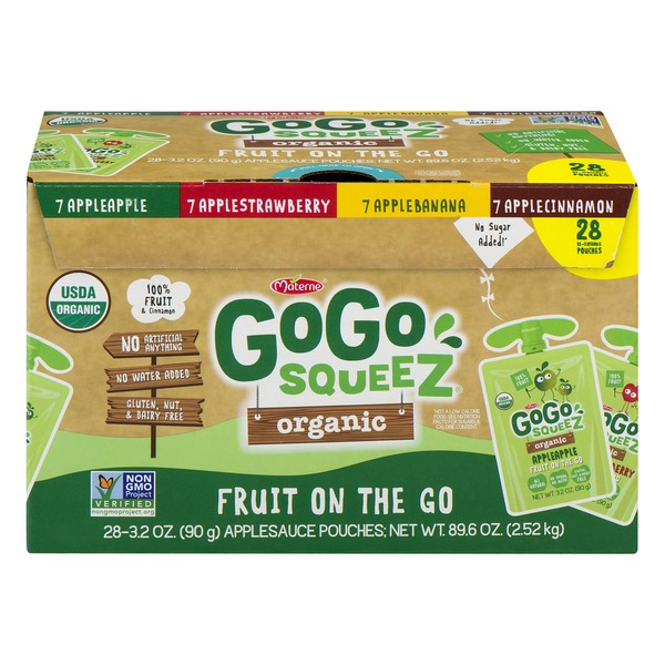 GoGo Squeez Organic Applesauce, Variety Apple Strawberry Cinnamon